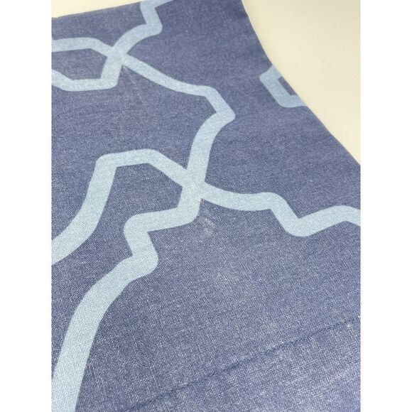 Pottery Barn Euro Pillow Sham Blue Trisha Geo Cotton Linen - Picture 4 of 6